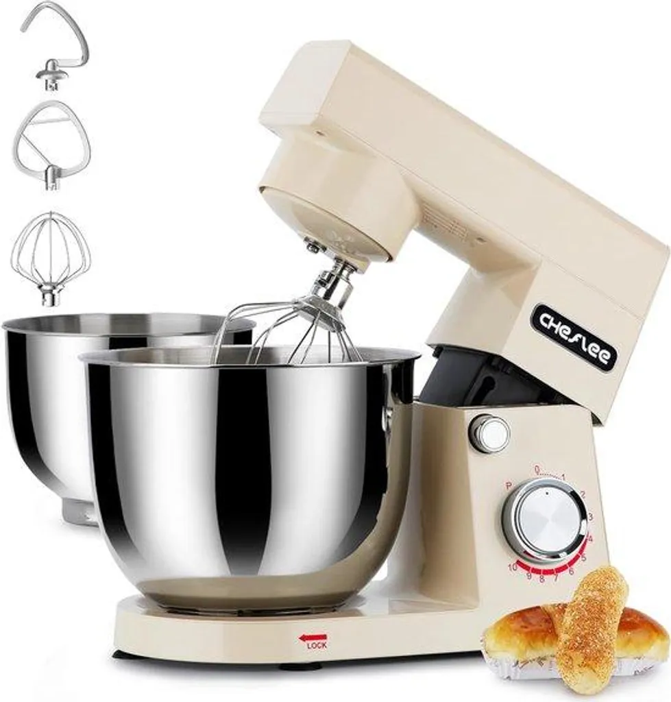 Robot pâtissier 1500W batteur sur socle bol inox 4,5L à 5,5L performant