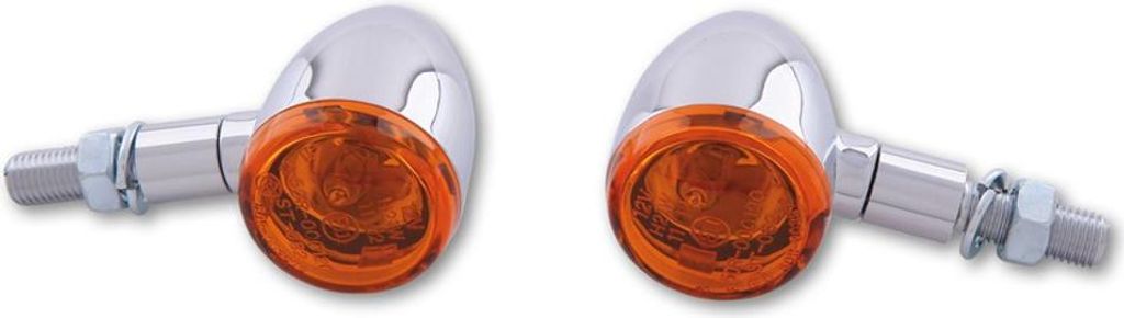 HIGHSIDER Smart Bullet Glühbirne Blinkerkörper Chrom / Linse Orange (Paar), Vorne & Hinten