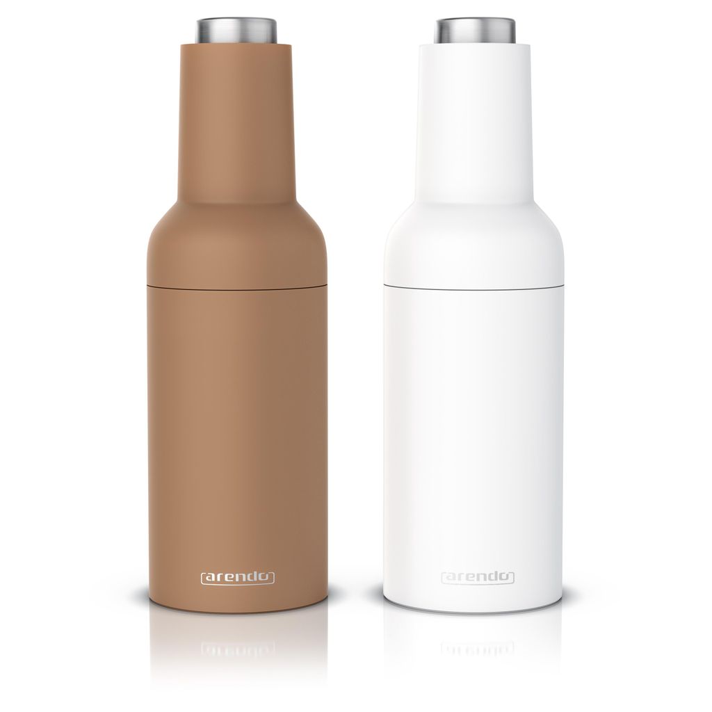 Arendo - Salz und Pfeffermühle elektrisch, 2er Set, einhändiger Betrieb, mahlt automatisch beim Kippen, Batteriebetrieben, Gewürzmühle Keramikm...