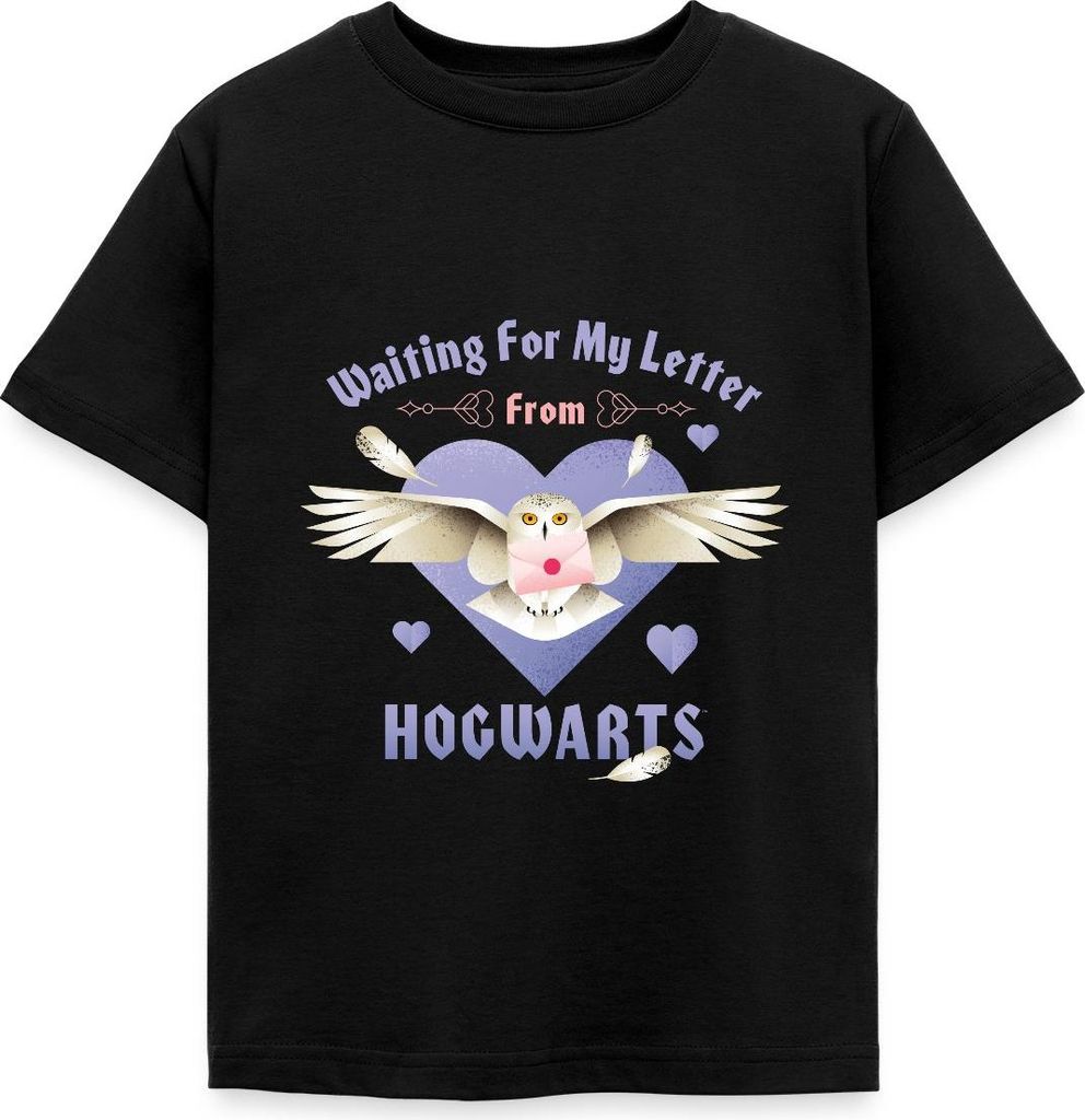 Spreadshirt Harry Potter Hedwig Spruch Brief Aus Hogwarts Kinder T-Shirt, 122/128 (7-8 Jahre), Schwarz
