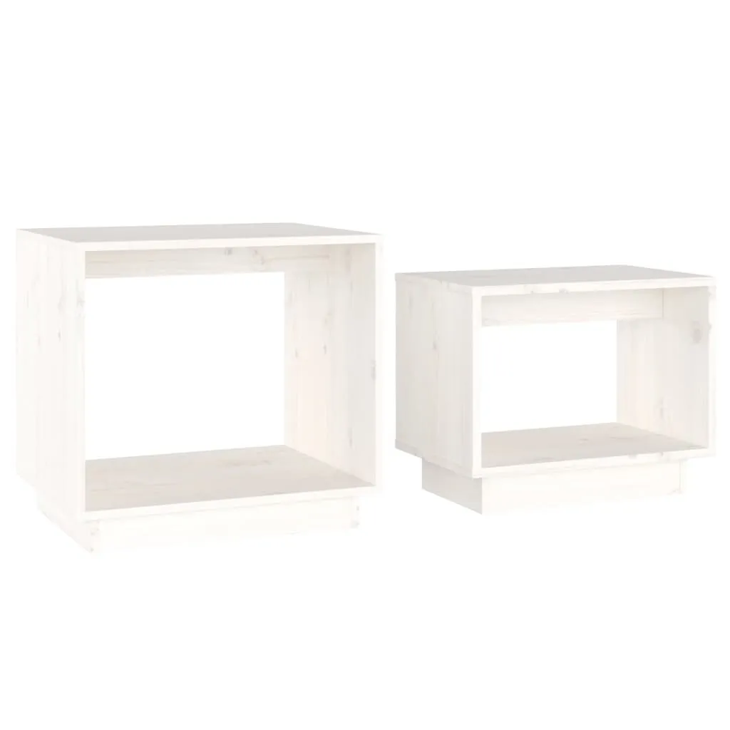 Tavolini Salotto Bianco Pino Massiccio | Set 2 Pezzi Shabby Chic