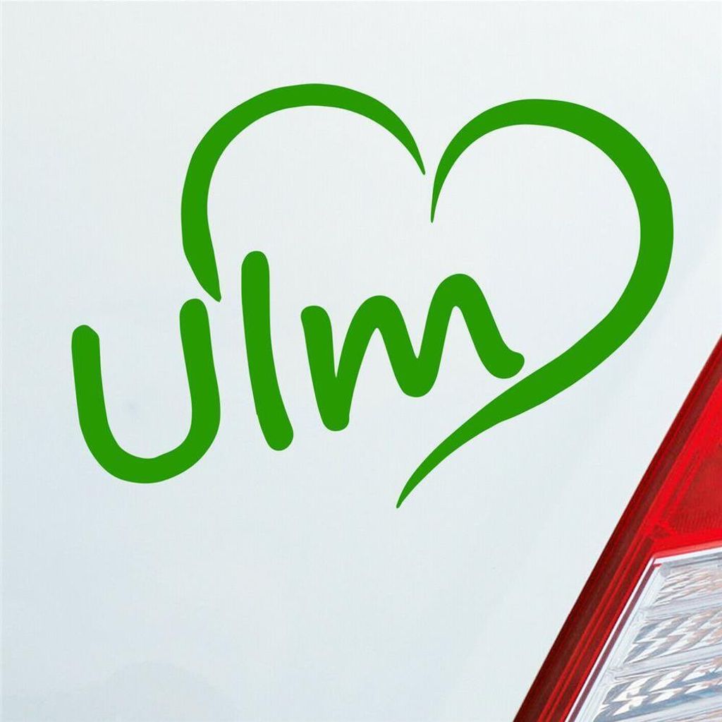 Auto Aufkleber Ulm Herz Stadt City City Love Liebe Heart 11,5x8 cm Hellgrün Sticker Heckscheibenaufkleber