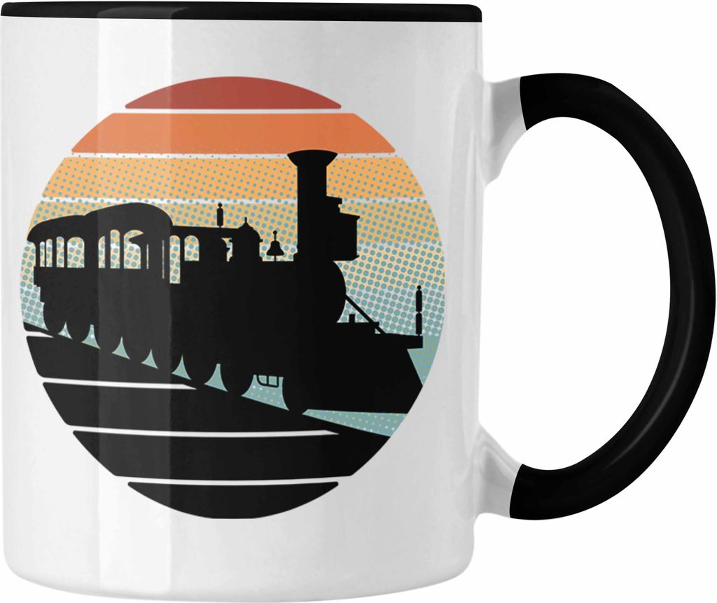 Trendation - Lustige Eisenbahn Tasse für Eisenbahner Geschenk Vintage Grafik (Schwarz)