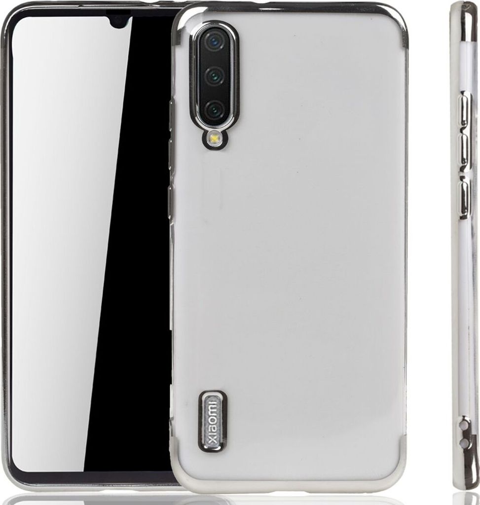 Handyhülle für Xiaomi Mi A3 Silber - Clear - TPU Silikon Case Backcover Schutzhülle in Transparent Silber
