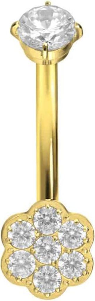 Bauchnabelpiercing Titan Bananabell mit Innnegewinde KRISTALLBLUME