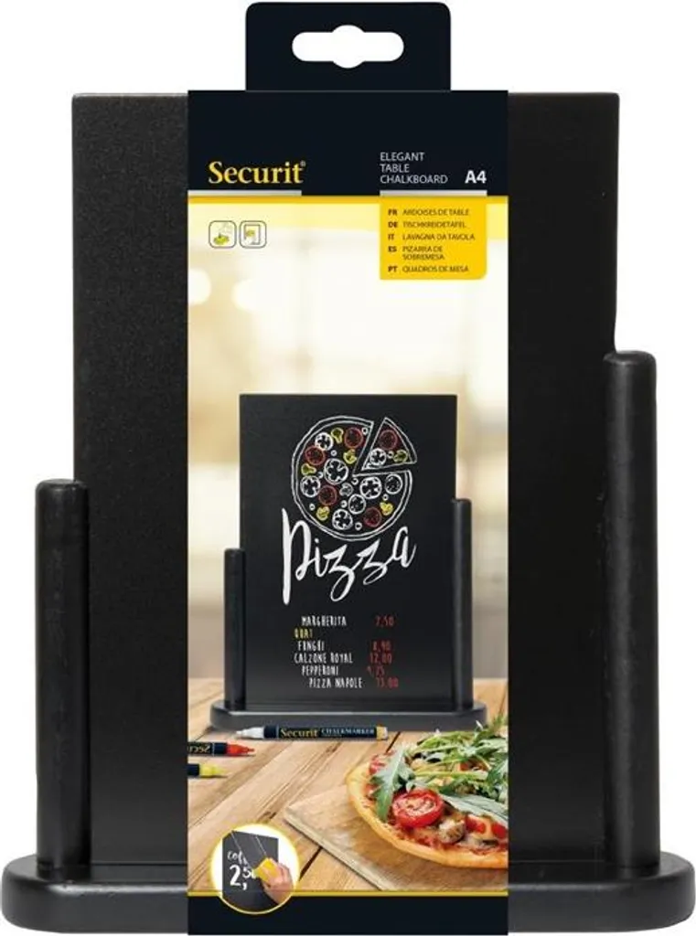 Support Menu Table Noir Securit Elegant pour Affichage de Cartes