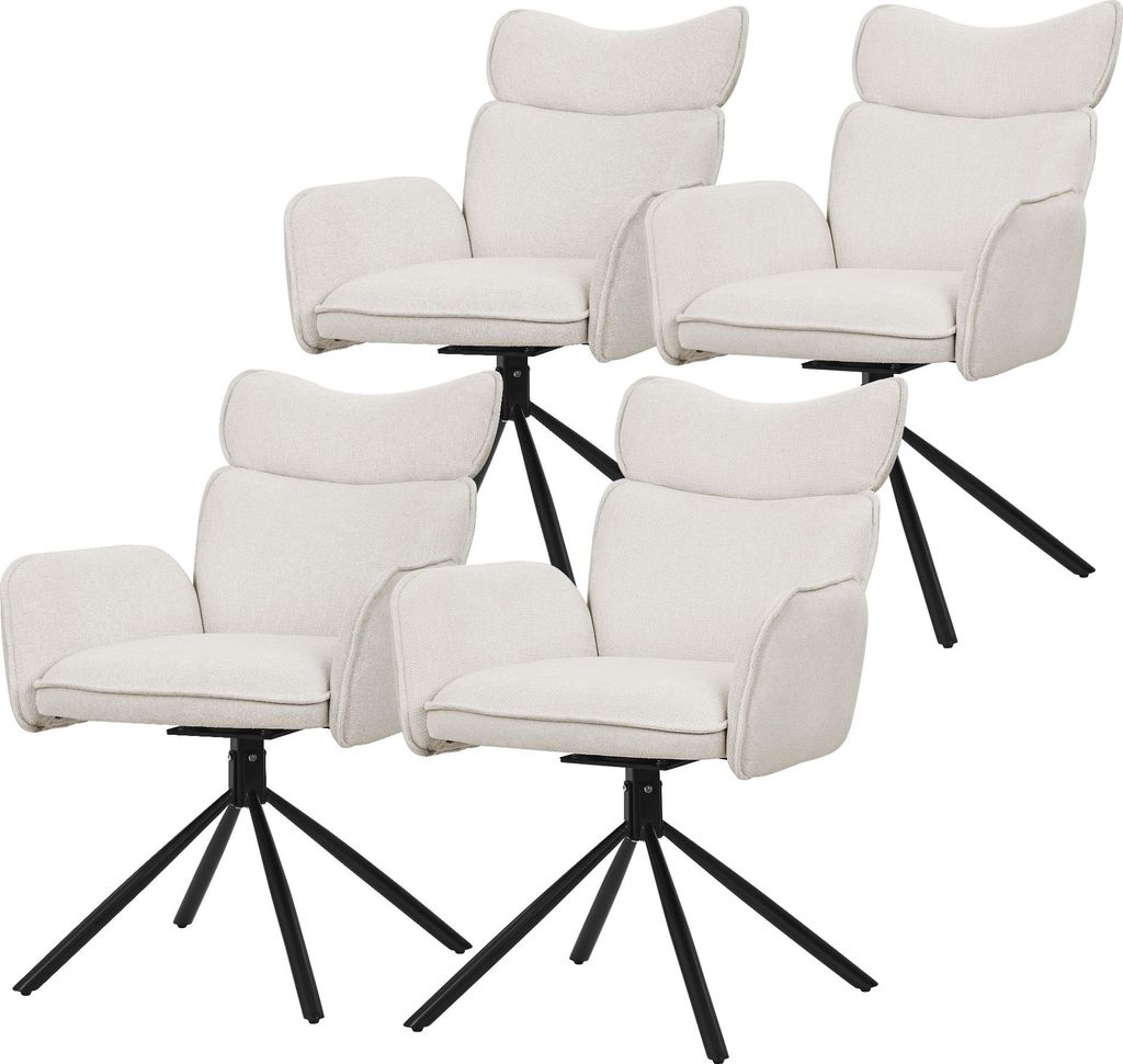 ML-Design Esszimmerstühle drehbar 4er Set Beige Stoffbezug Produktbild 