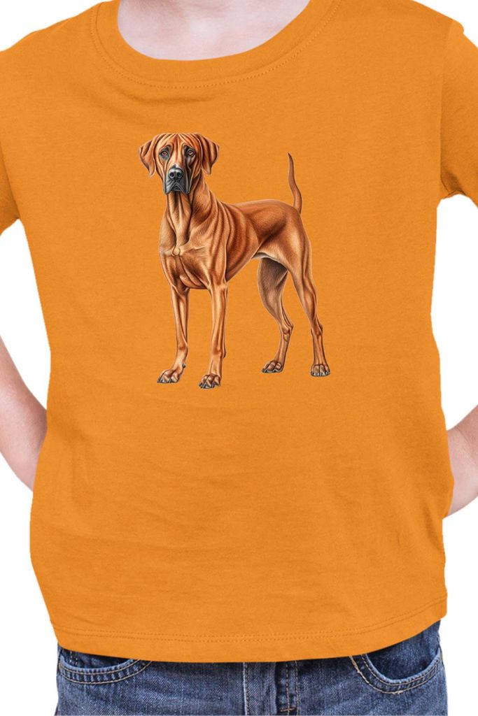 Kinder T-Shirt Dogs Breeds Rhodesian Ridgeback Dog Breed 006, 12-13 Jahr - 152 / Orange