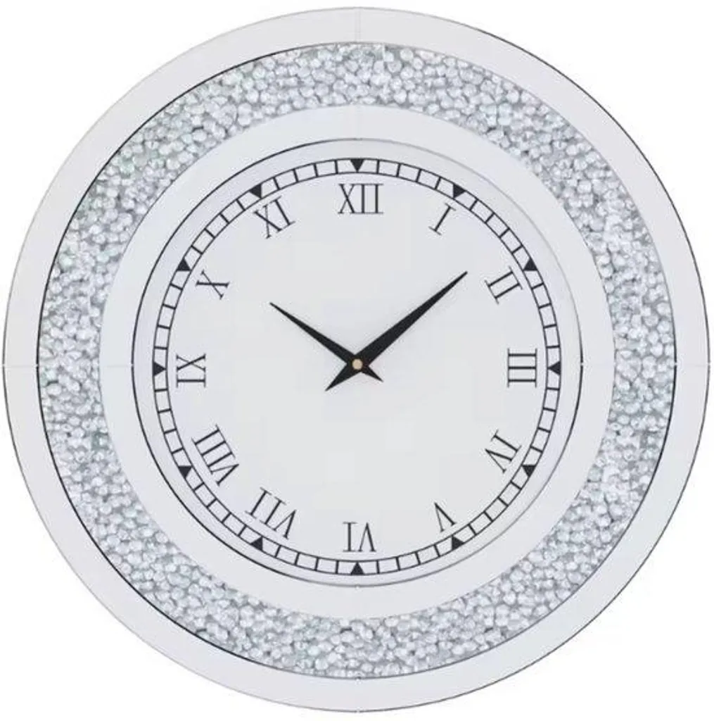 Horloge murale silencieuse argent 60 cm pour une déco sans bruit