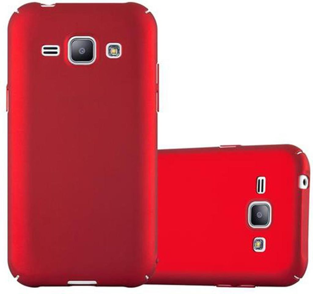 Cadorabo Hülle für Samsung Galaxy J1 2015 Schutzhülle in Rot Hard Case Handy Hülle Etui
