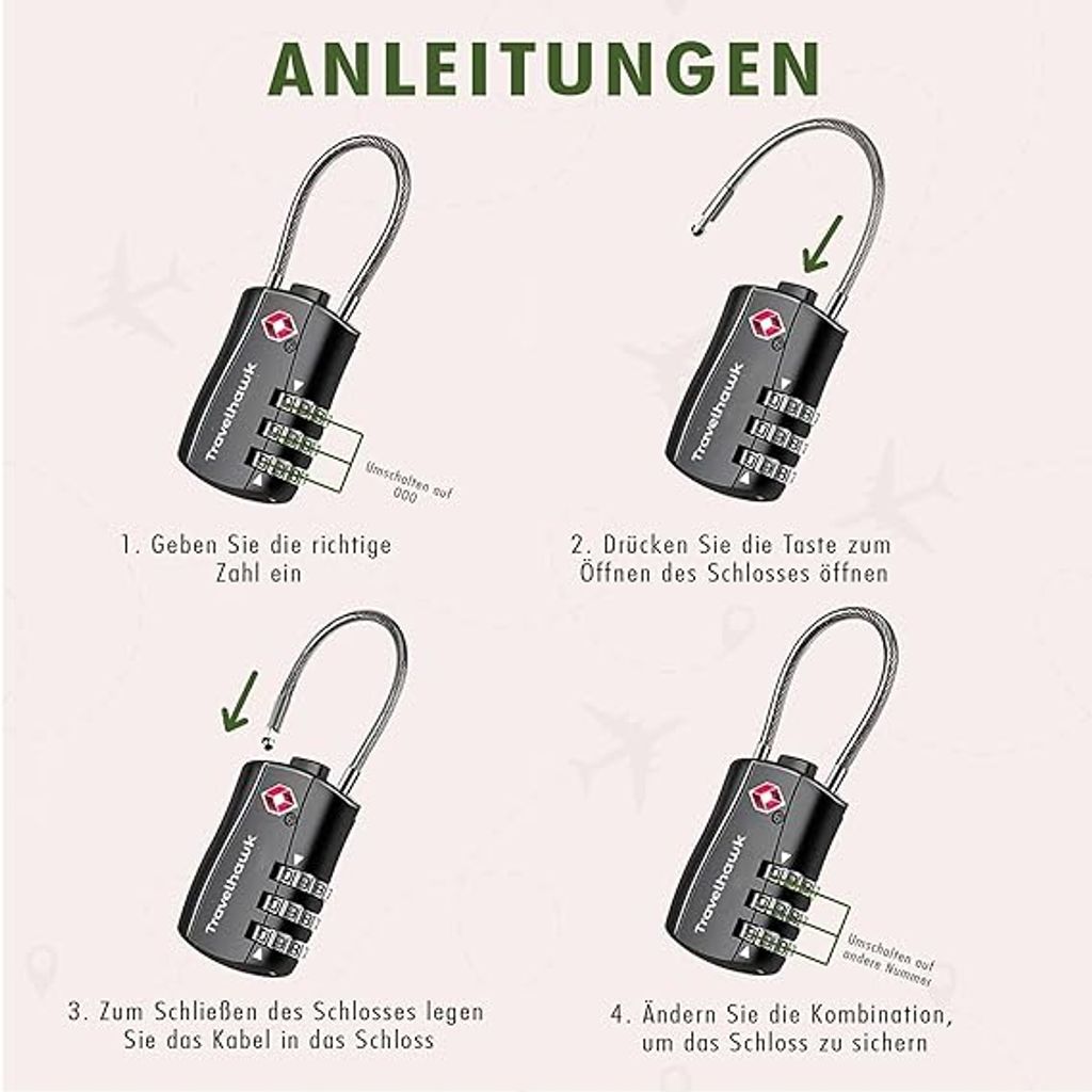 TravelHawk Koffer Zahlenschloss - 2 Stück - TSA Schloss mit Produktbild 5