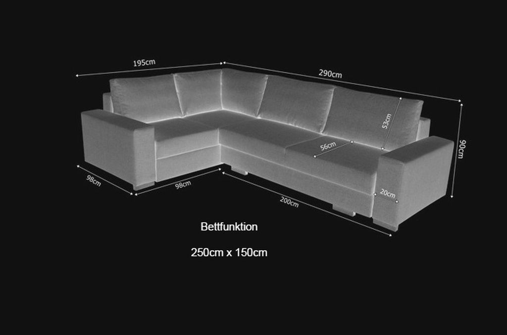 Sofa Schlafsofa Designer Sofa mit Bettfunktion Bettkasten Ecksofa Couch / NEU