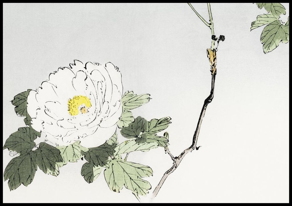 Plakat 100x70cm Blühende Blume, Japanisches Vintage Seitei