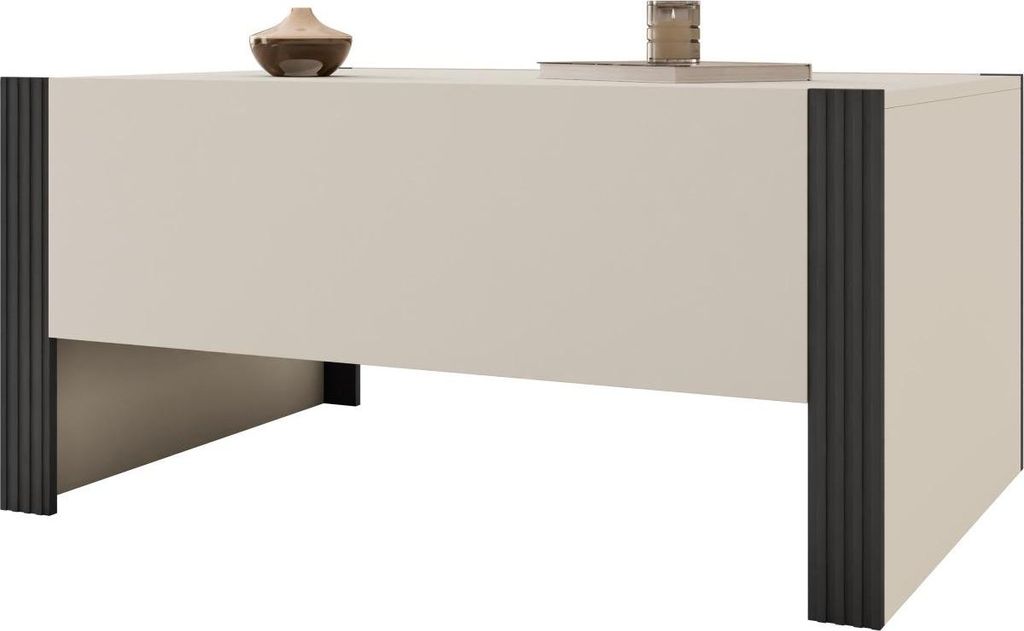 MIRJAN24 Couchtisch 103 1D Tore 06 mit zwei Klappen (Farbe: Cashmere / Cashmere + Schwarz)