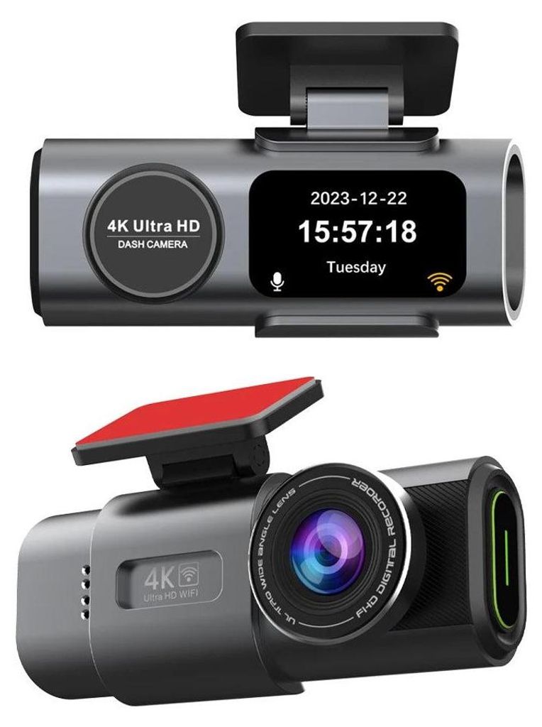 Dashcam 4K Auto Kamera vorne hinten – Kabellose Dash Cam mit Akku, GPS, WLAN & Nachtsicht