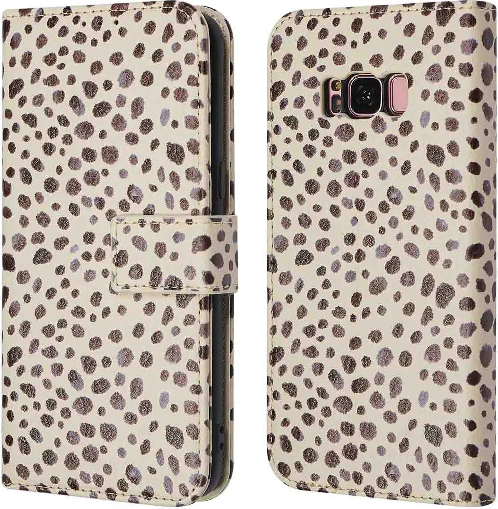Cover Samsung S8 imoshion Design Dots - Custodia Wallet Chic Bianca e Nera