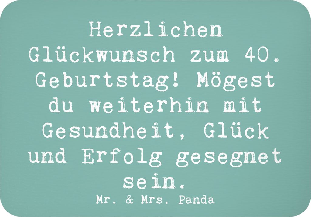 Mr. & Mrs. Panda Kühlschrankmagnet Spruch 40. Geburtstag - Meeresbrise - Geschenk, küchenmagnet, Glückwunsch, Happy Birthday, Notizhalter, white...
