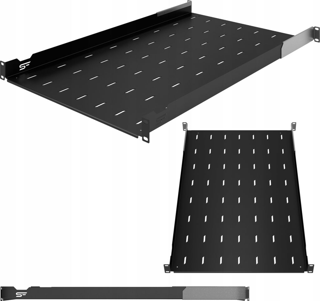 RACK Server Regal 19" 1U 750-910 mm Rack Regal für RACK Schrank Verstellbar Schwarz Stalflex
