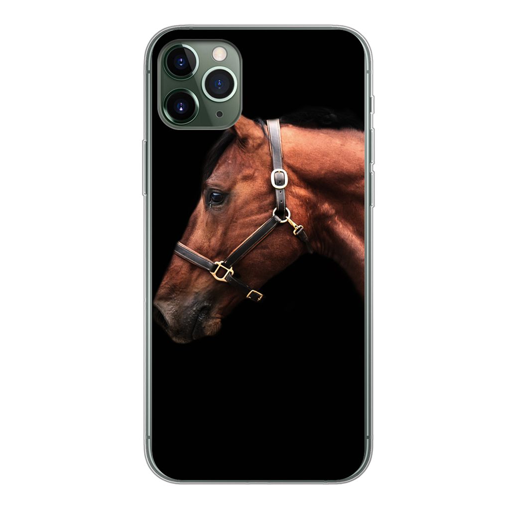 MuchoWow Handyhülle Schutzhülle Hülle für iPhone 11 Pro Max Pferd - Leicht - Halfter Silikon Softcase Handy Hülle - Schutz