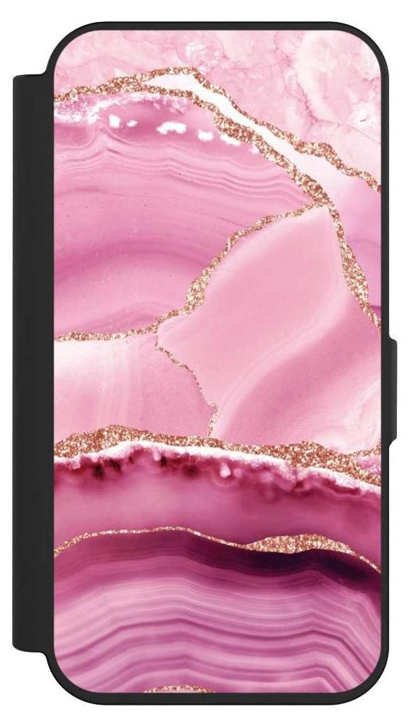 NIVOCASE Klapphülle für Apple iPhone 15 Pro Handyhülle aus Kunst Leder NIVOflip schwarz Glitzer Look Marmor Meerjungfrau
