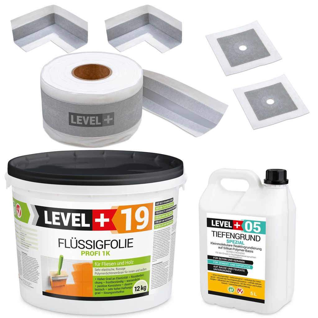 Dichtset Abdichtung-Set Dusche Bad Flüssigfolie 12kg Dichtband Dehnzone SET543