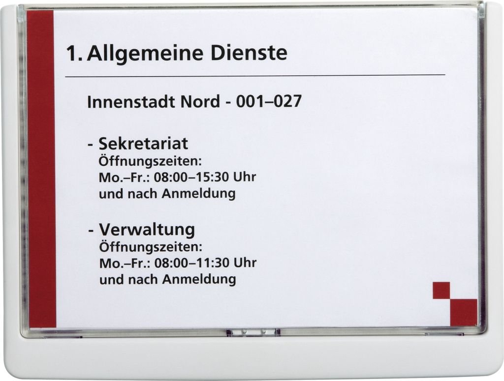 Türschild Click Sign A5 weiß Packung mit 5 Stück