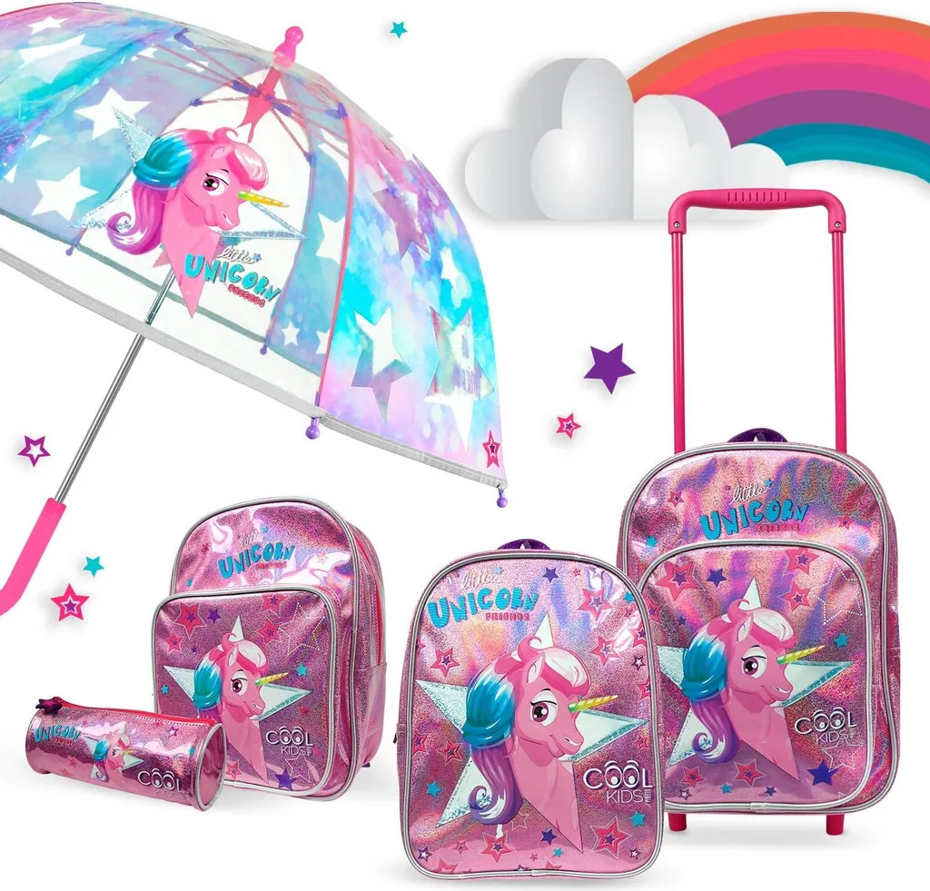 Petit cartable maternelle licorne rose à paillettes avec bandes réfléchissantes