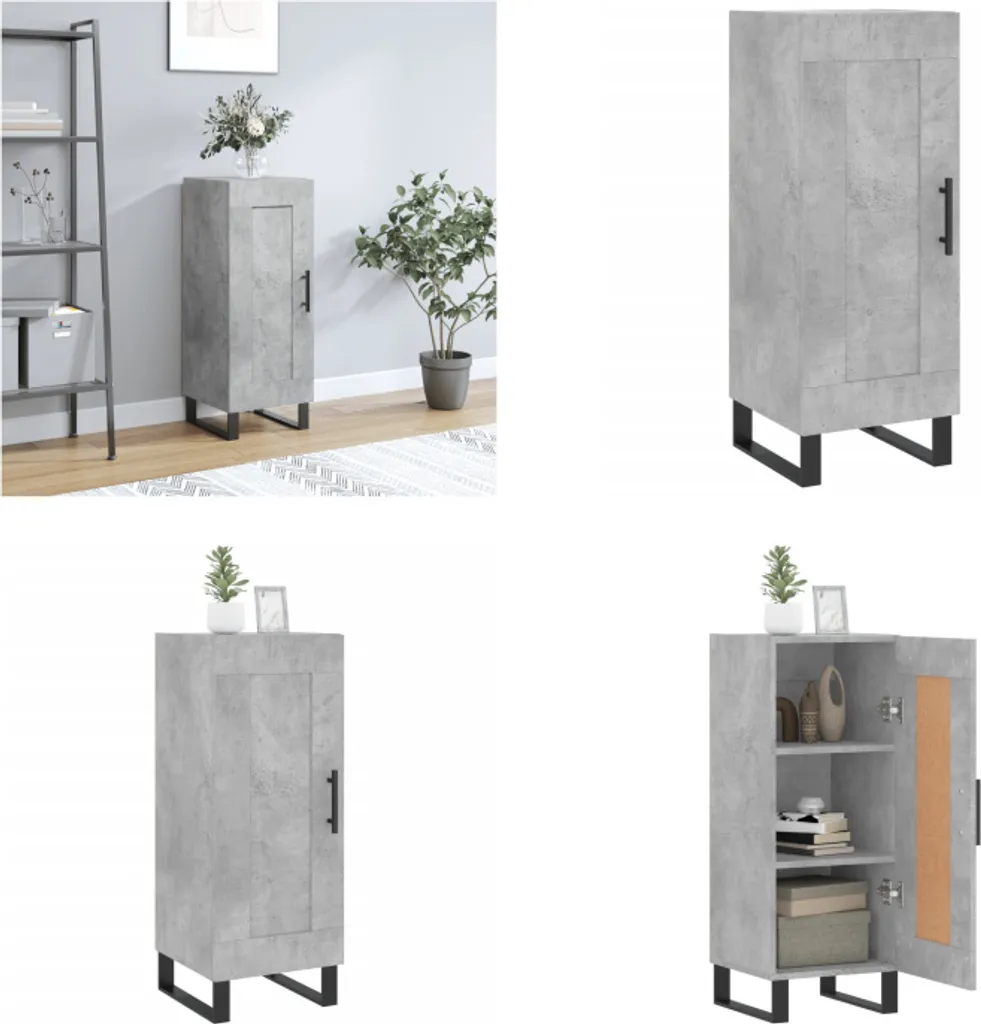Credenza Grigio Cemento vidaXL 34,5x34x90 cm | Mobiletto Salvaspazio Moderno