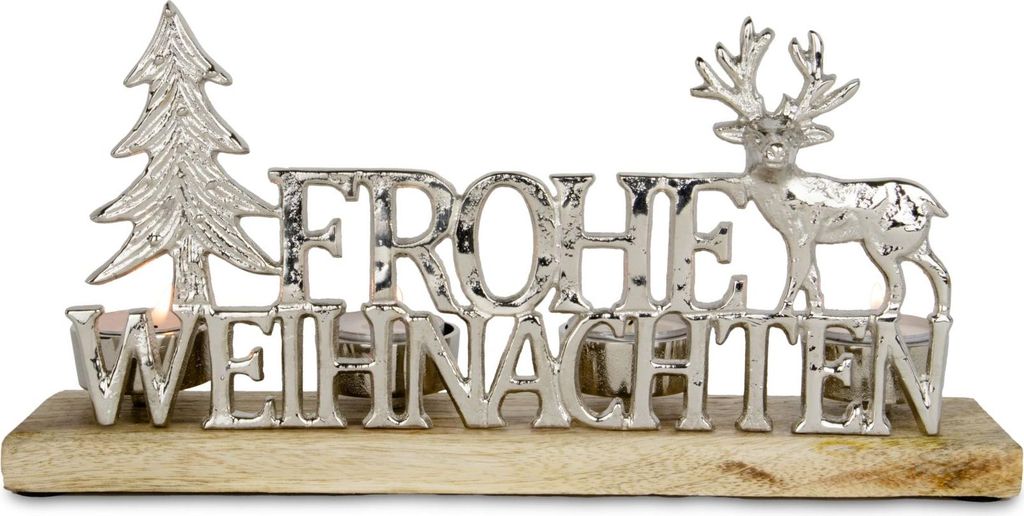 Adventskerzenhalter mit Tanne & Hirsch | Metallmotiv "Frohe Produktbild 