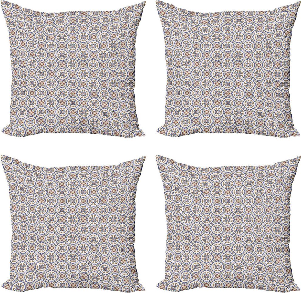 ABAKUHAUS Geometrisch Kissenbezug Set (4 Stück), Aufwändige West Motiv, Moderner Doppelseitiger Digitaldruck, 60 cm x 60 cm, Mehrfarbig