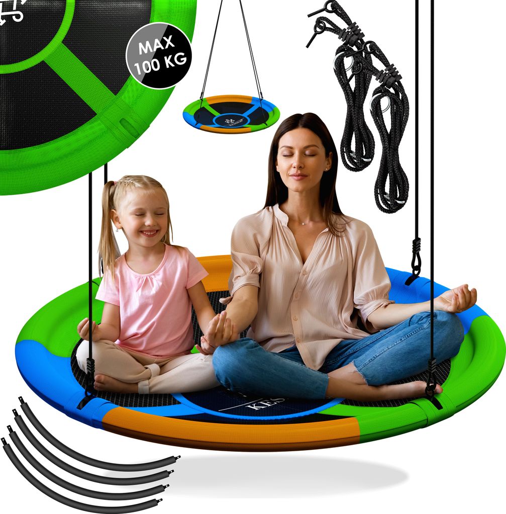 KESSER® Nestschaukel 60cm Tellerschaukel Hängeschaukel Rundschaukel Schaukel verstellbar Garten-Schaukel Kinderschaukel Indoor - Outdoor-Schaukel für Kinder & Erwachsene