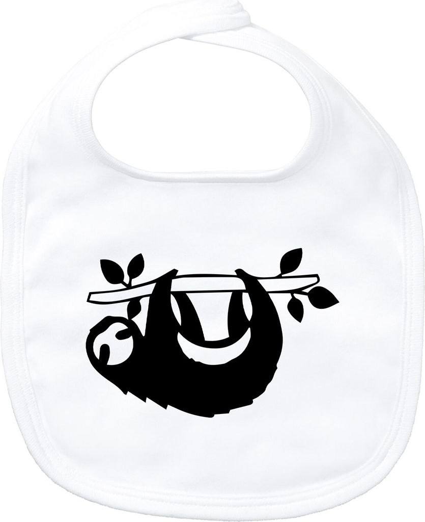 Huuraa Baby Lätzchen Faultier Silhouette White Klettverschluss Baumwolle Latz Geschenkidee
