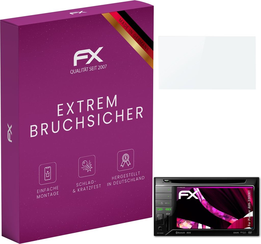 atFoliX FX-Hybrid-Glass Displayfolie kompatibel mit Pioneer AVH-3300BT Glasfolie