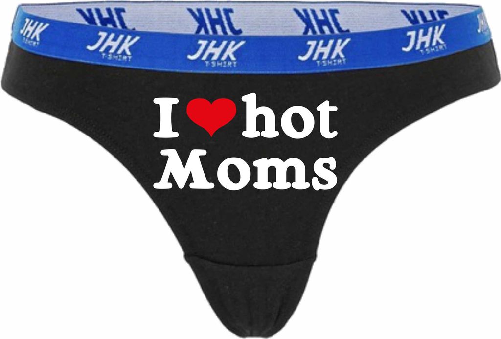 Damen Thong Slip - Boxer-0049-woman-black-h-M - schwarz - M - hinten - I Love Liebe Mums - lustiges Motiv - Spruch - Unterwäsche - Unterhose - Fre...