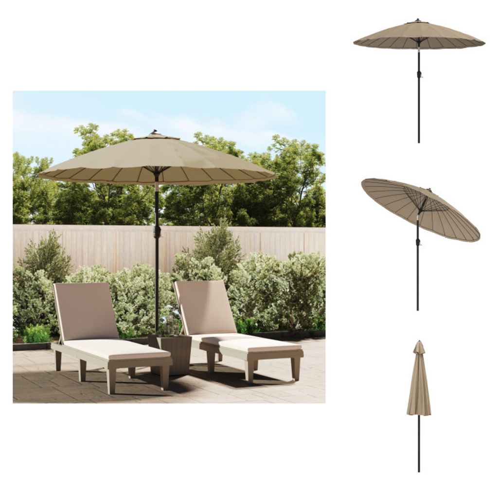vidaXL Sonnenschirm mit Aluminium-Mast 270 cm Taupe - Sonnenschirme & Sonnenschutze