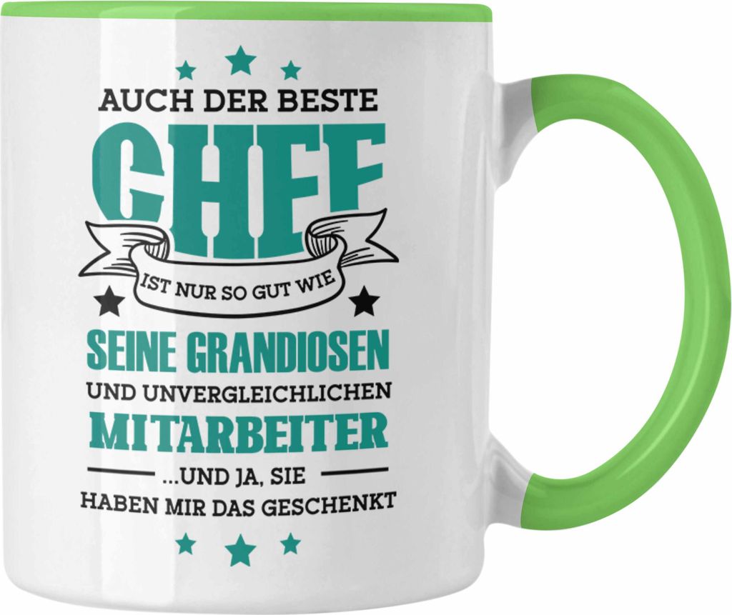 Trendation - Tasse Geschenk für Chef von Mitarbeitern Spruch Kaffeetasse (Grün)