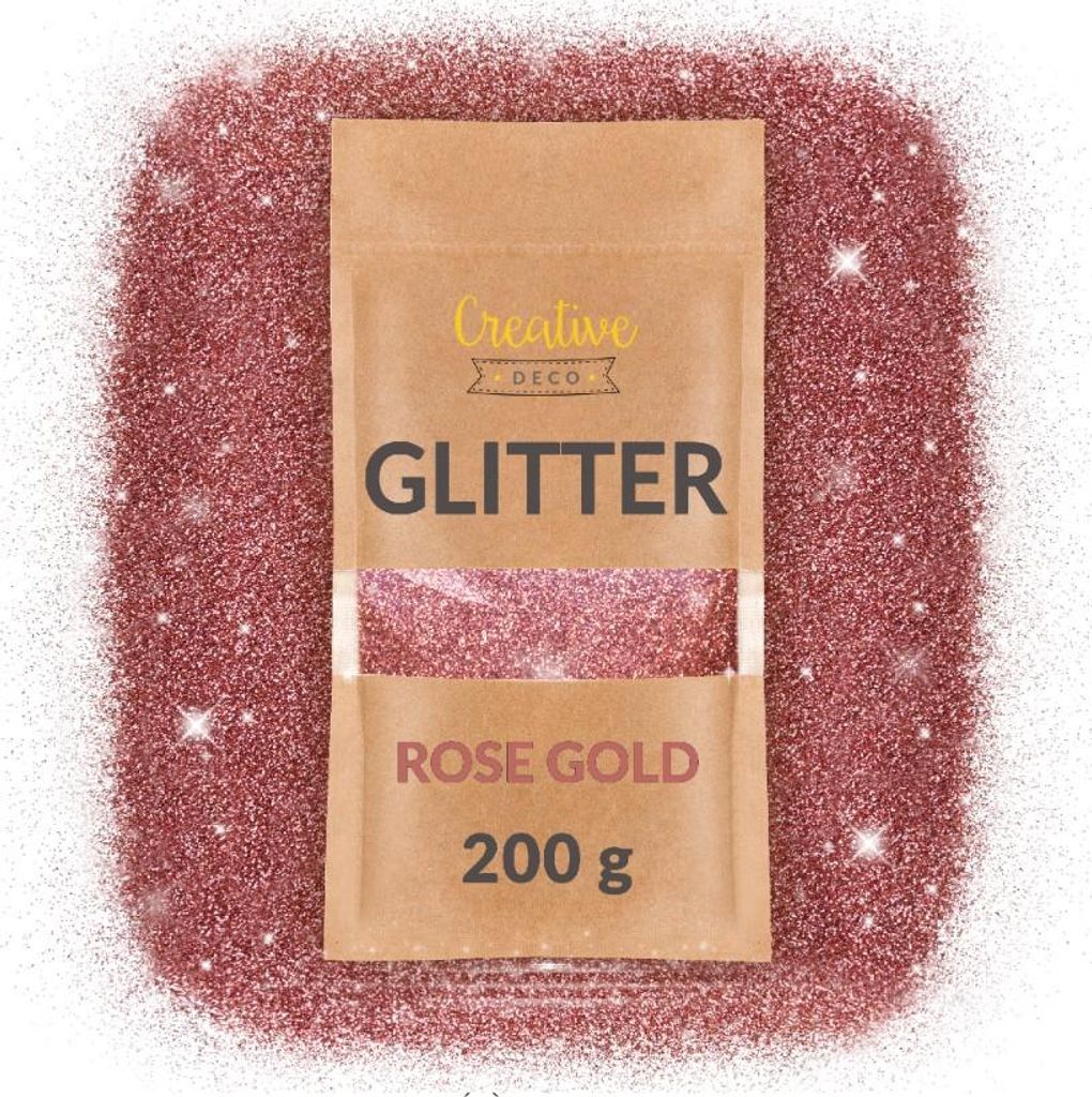 Creative Deco 200g růžově zlatý třpytivý prášek pro Obrázek produktu 