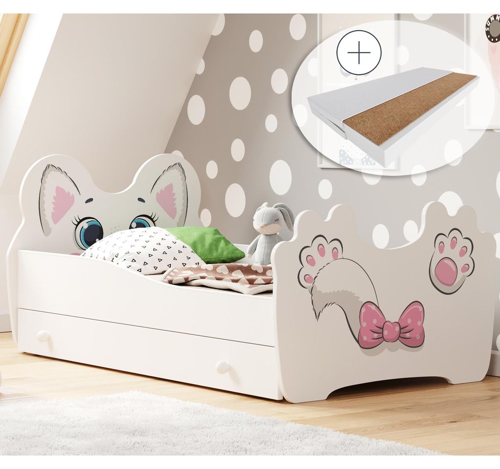 Kinderbett Jugendbett 80x160 cm mit Matratze, Schublade und Produktbild 