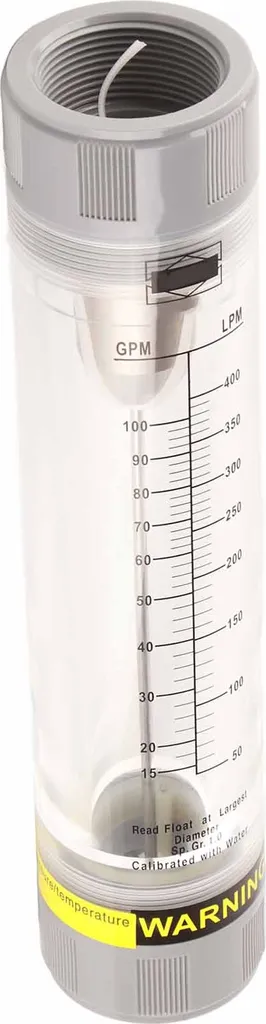 Débitmètre de liquide à tube acrylique fileté G1-1/2 10-100 GPM LZM40G