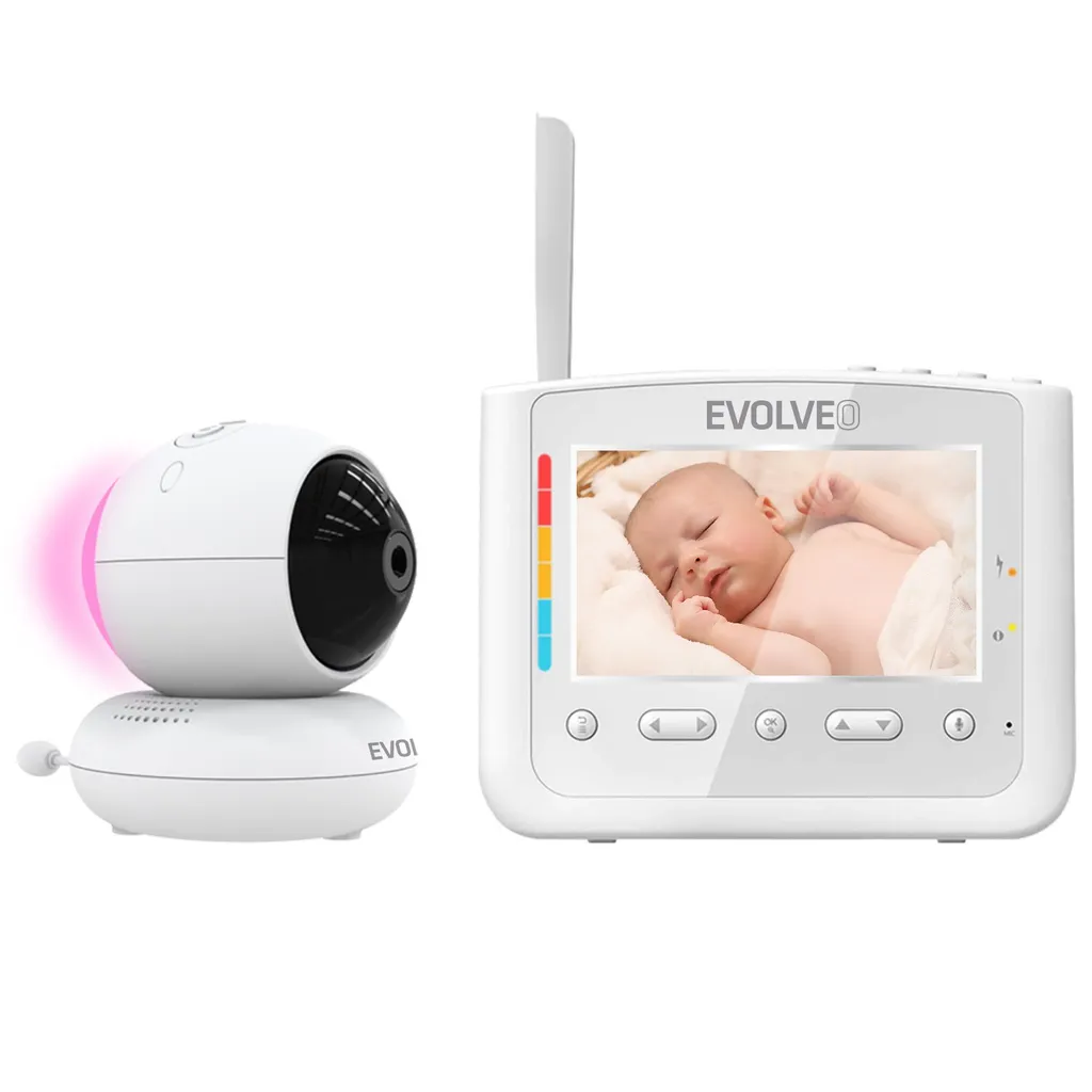 EVOLVEO NL4 Écoute-Bébé avec Caméra Rotative et Veilleuse Intégrée