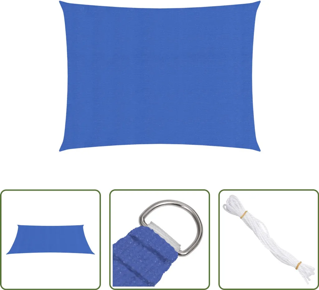 The Living Store Tenda da sole 160 g/m² rettangolare blu 3,5x4,5 m HDPE