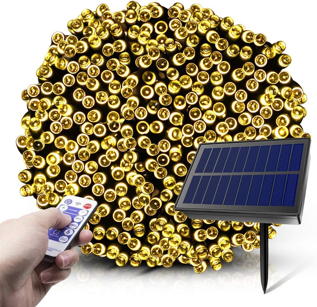 Solar Lichterketten, 200 LED 8 Modi Solar Lichterketten mit Fernbedienung, wasserdichte Sternenlichterketten für den Außenbereich, Gärten, Häus...