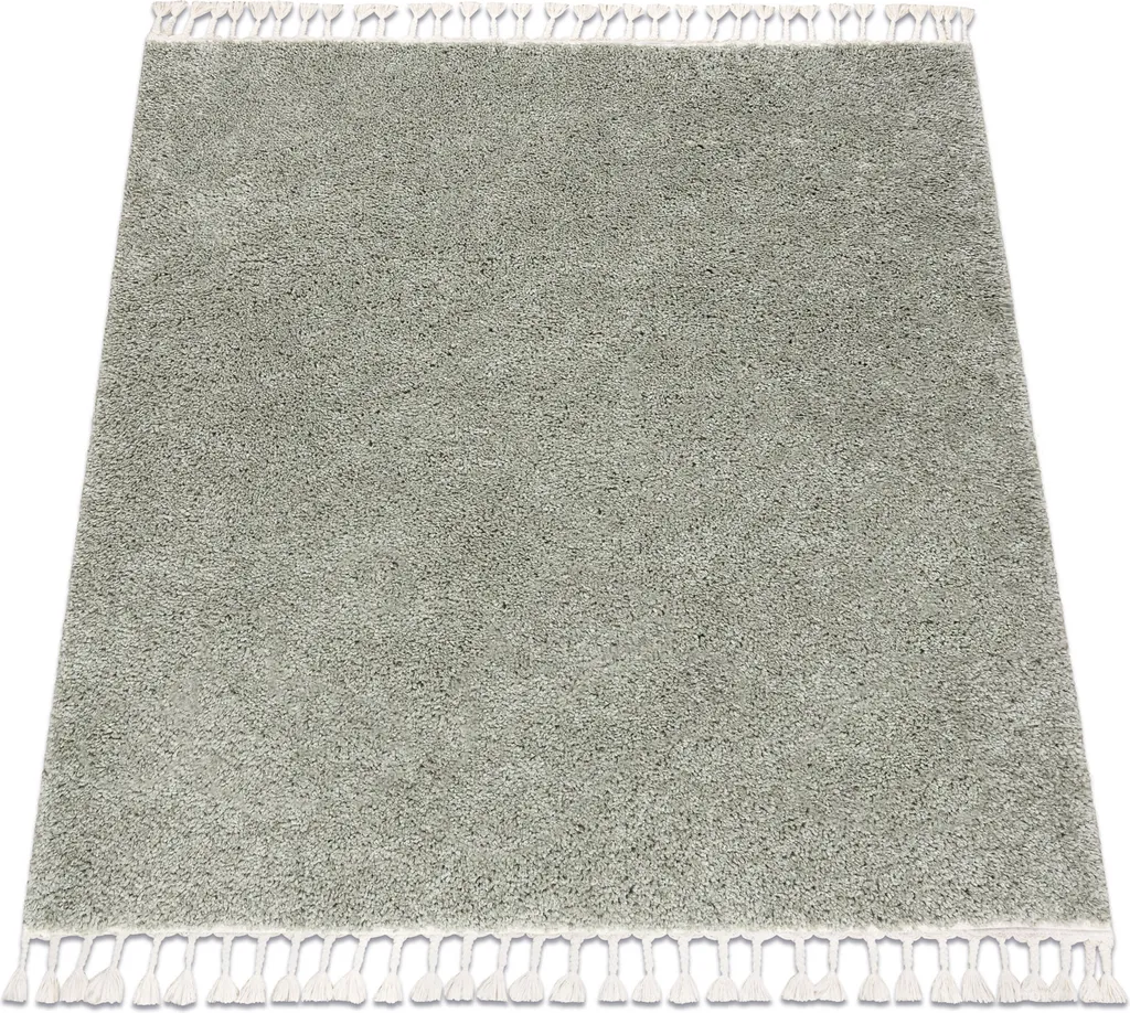 Tapis Berbère Vert 160x160 Moelleux - Shaggy Pompons Confort Total