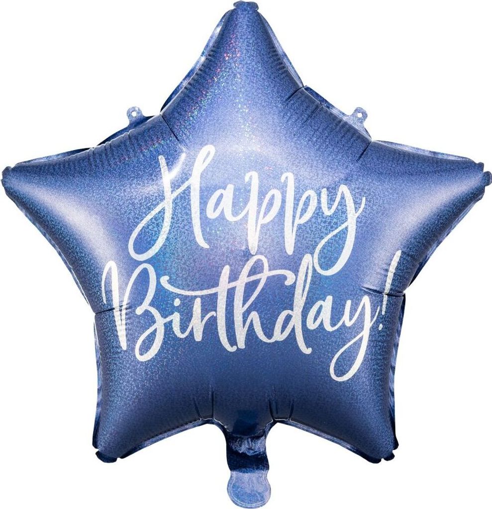 Happy Birthday Folienballon, 40cm, marineblau Produktbild 