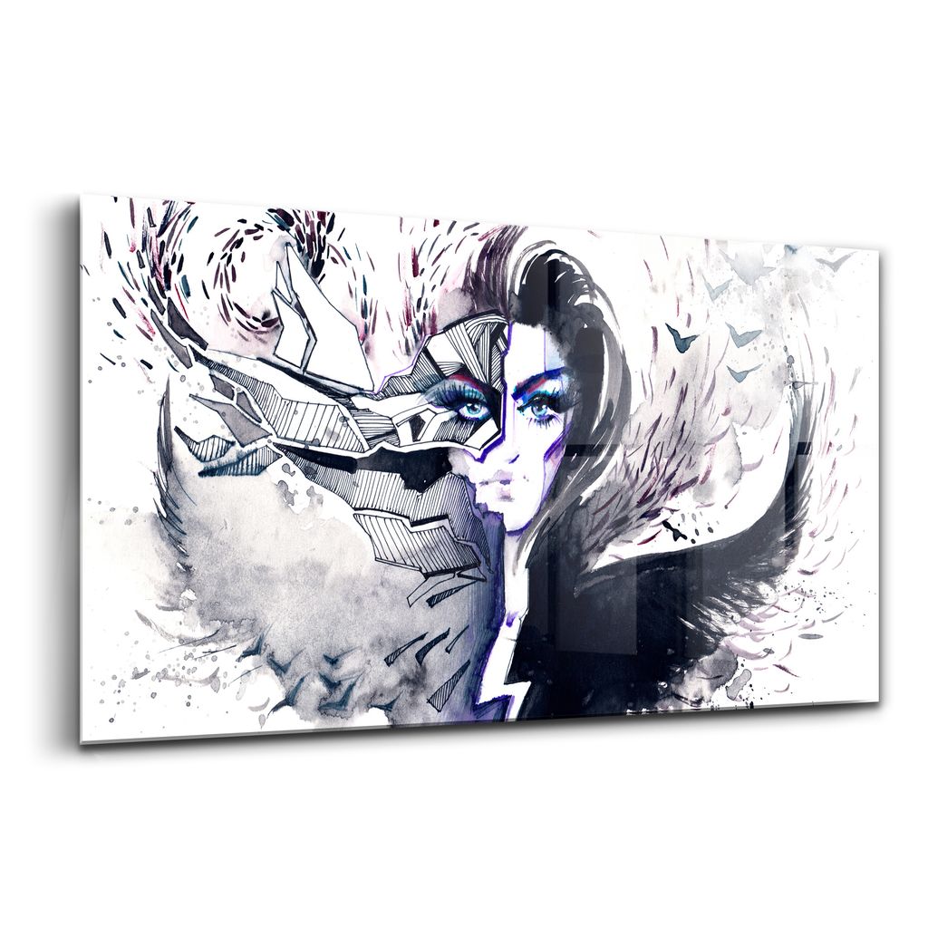 Glasmalerei - dekorative Malerei - moderne Malerei - 100x50 - Illustration einer Frau