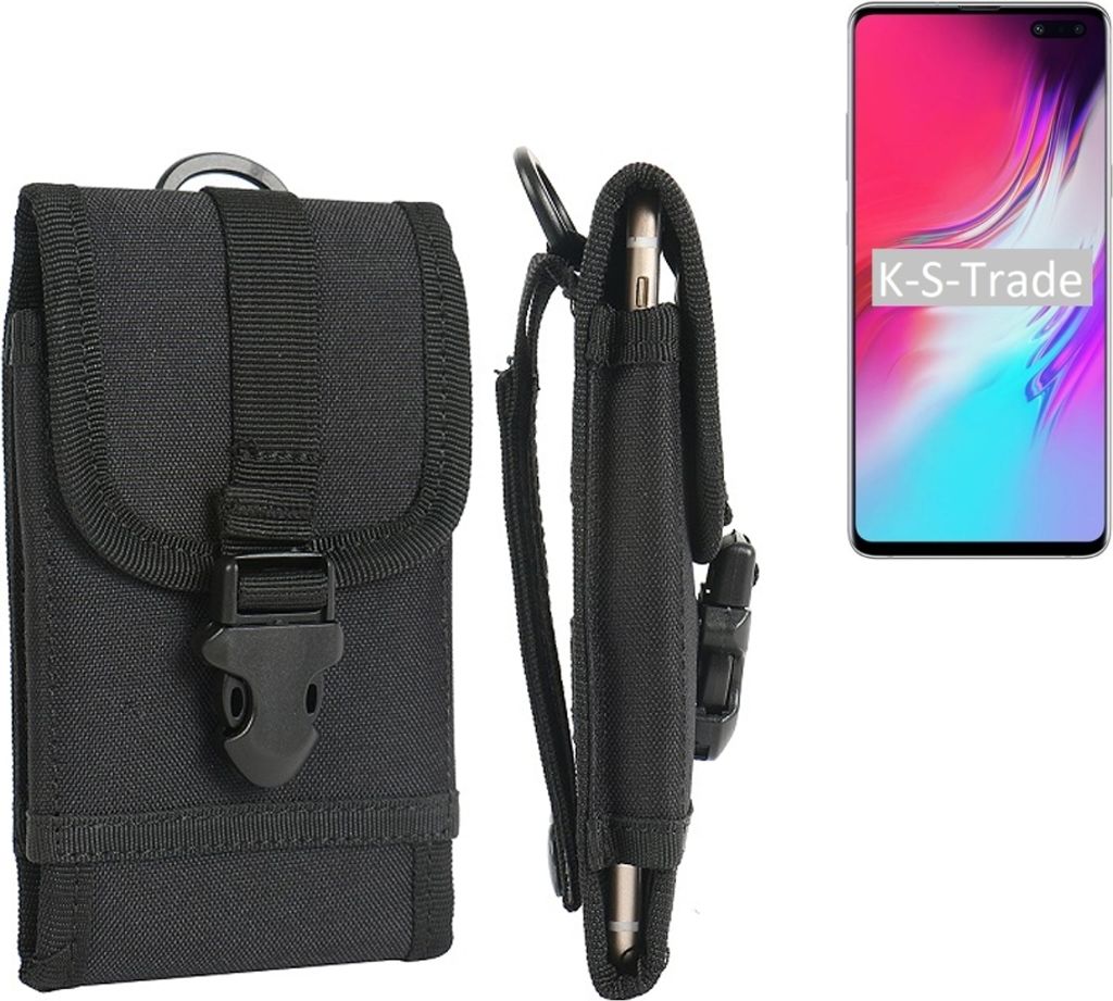 K-S-Trade Holster Handy Hülle kompatibel mit Samsung Galaxy S10 Holster Handytasche Gürtel Tasche Schutz Hülle Robust Outdoor schwarz
