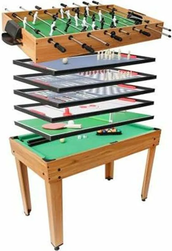 Table Multi-Jeux 7 en 1 (107x61x81 cm) - Billard, Babyfoot, Ping-Pong