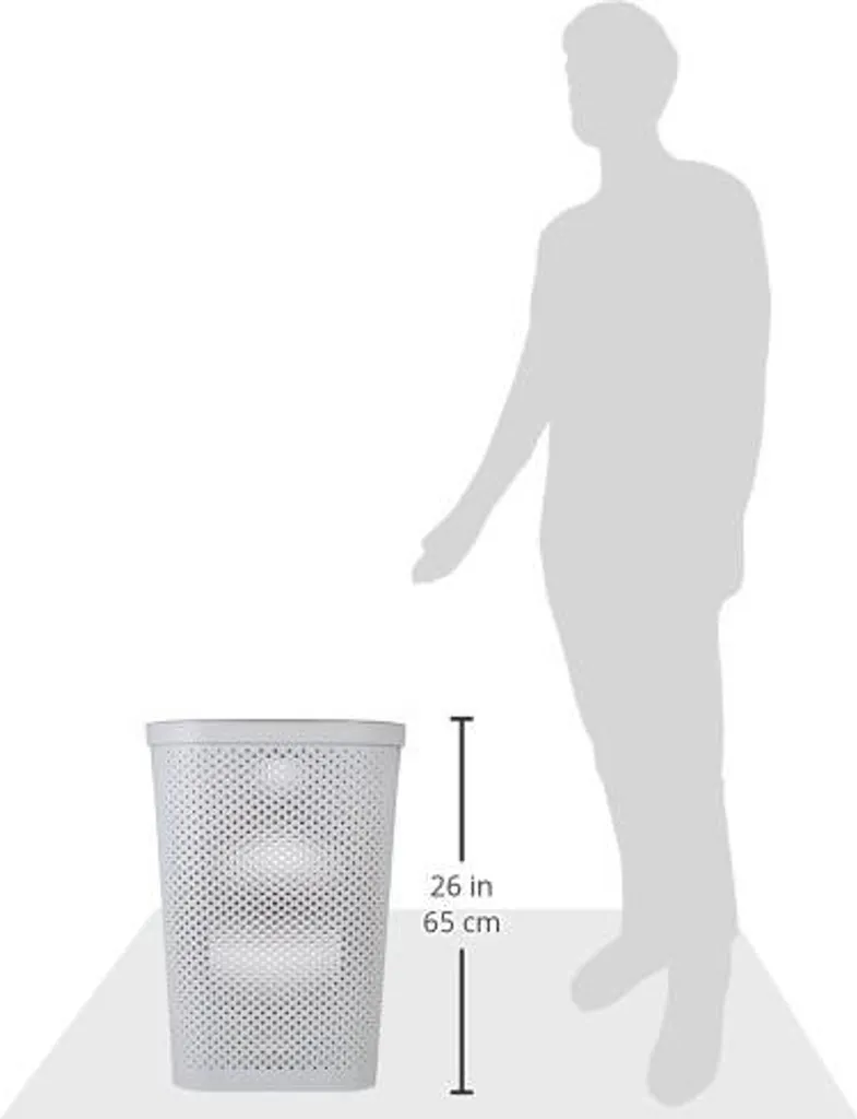 Panier à linge 59L anti-odeurs - Bac gris clair pour linge humide