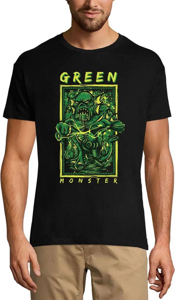 Herren Grafik T-Shirt Grünes Ungeheuer - gruselig – Green Monster - Scary – Öko-Verantwortlich Vintage Jahrgang Kurzarm Lustige Druck Geburtstag