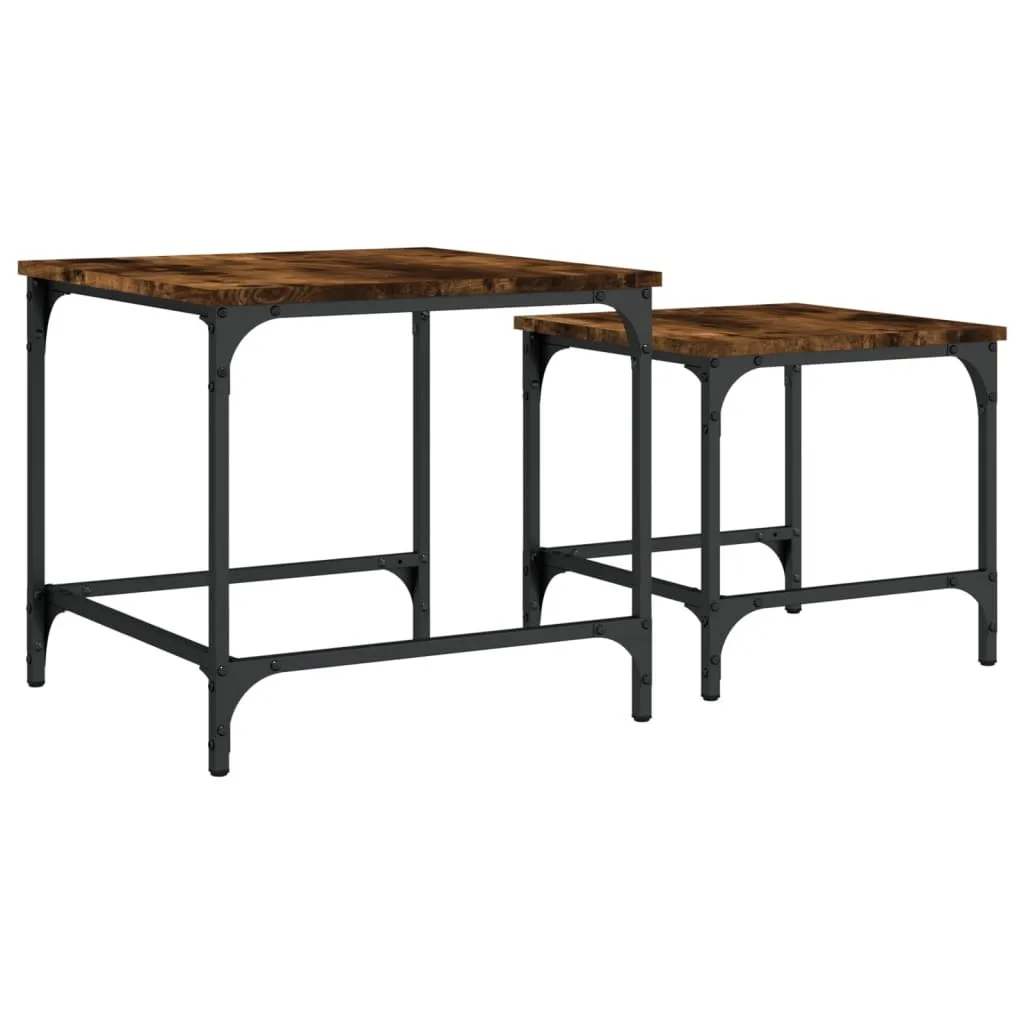 Set tavoli 2 pezzi. Materiale a base di legno di quercia affumicata